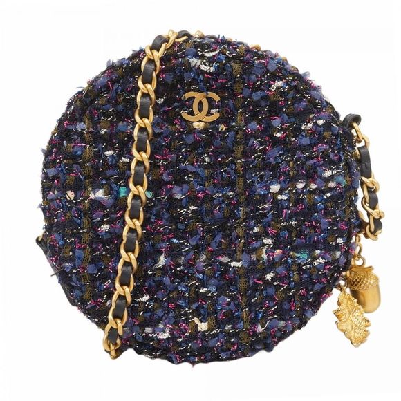 Chanel Shoulder Bag Tweed Navy Pink Gold Hardware Pre-owned Women's - Picture 1 of 16